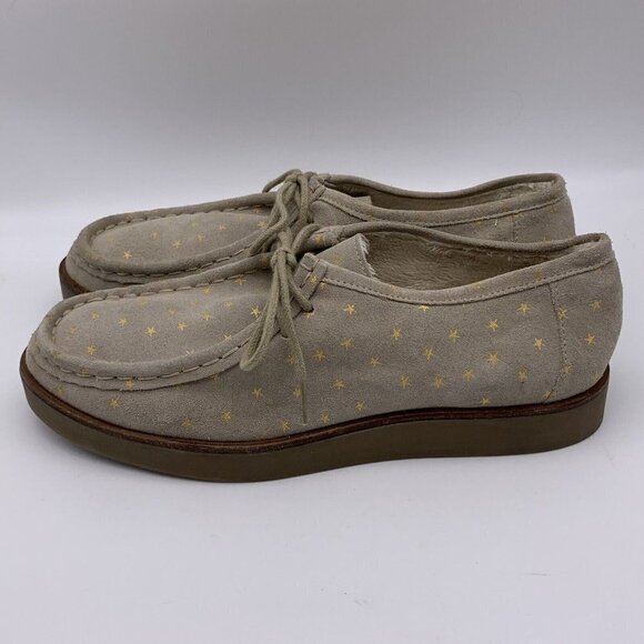 THE GREAT Scout Platform Loafers Taupe Star Print Shearling Lined Suede 10.5 - Picture 5 of 12